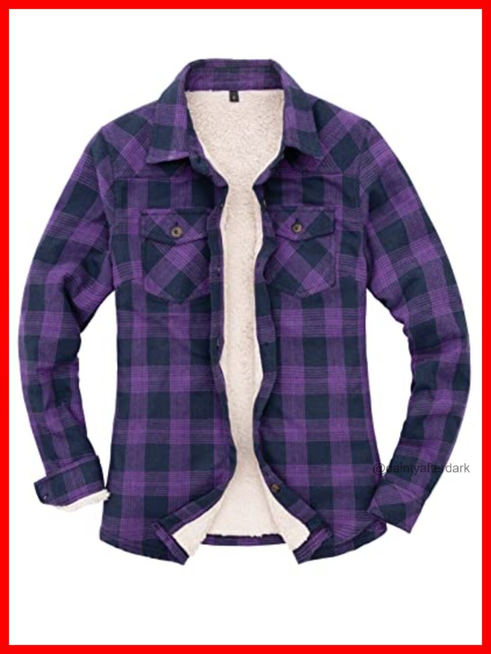 Sherpa Fleece Lined Flannel Shirt Jacket Button Down Plaid Coat